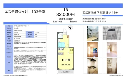 エステ阿佐ヶ谷 103号室 103号 0
