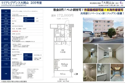 ミリアレジデンス大岡山 205号 0