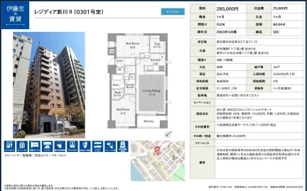 伊藤忠 レジディア新川 II ( 0301号室) 0301号 0