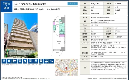 レジディア新御茶ノ水 0305号 0