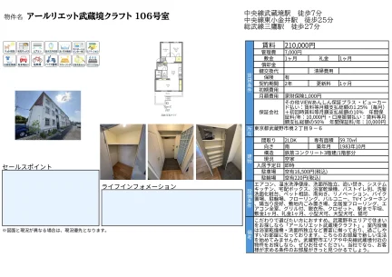 アールリエット武蔵境クラフト 106号室 106号 0