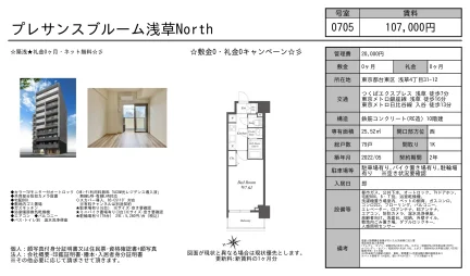 プレサンスブルーム浅草North 0705号 0