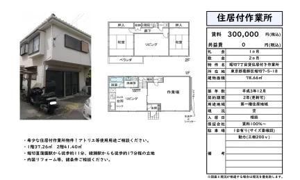 堀切7丁目貸住居付き作業所 0
