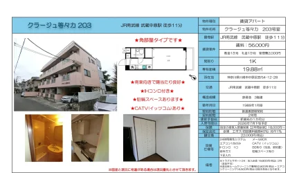 クラージュ等々力 203号室 203号 0