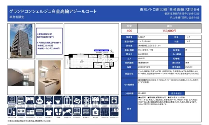 グランドコンシェルジュ白金高輪アジールコート 406号 0