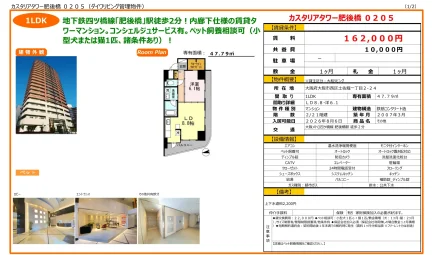 カスタリアタワー肥後橋 0205 0205号 0