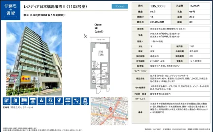 レジディア日本橋馬喰町II (1103号室) 1103号 0