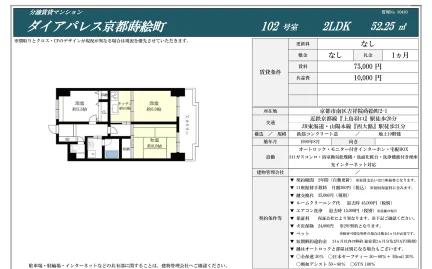 ダイアパレス京都蒔絵町 102号 0