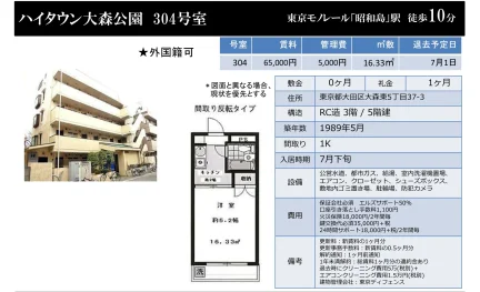 ハイタウン大森公園 304号 0