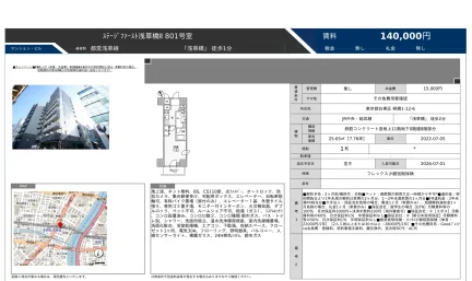 ステージファースト浅草橋 801号 0