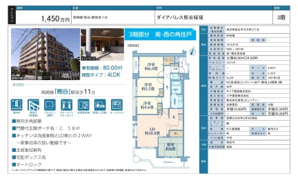 ダイアパレス熊谷桜堤 3階 0