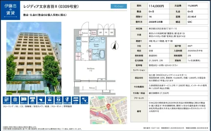 伊藤忠レジディア文京音羽Ⅱ 0309号 0