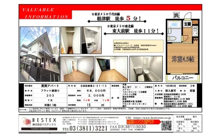 フラット根津 203 0
