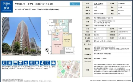 ウエストパークタワー池袋 1215号 0