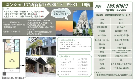 コンシェリア西新宿 TOWER'S WEST 19階 0