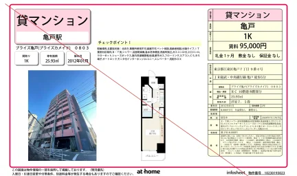 プライズ亀戸 1K 0