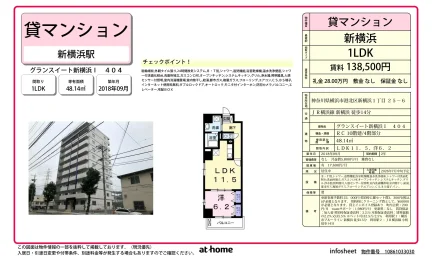 Modern 1LDK Condo in Kitashinyokohama 0