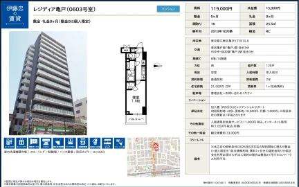 伊藤忠レジディア亀戸 0603号 0