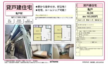 亀戸5丁目貸し戸建て 0