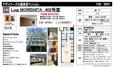 森下 デザイナーズ分譲賃貸マンション 402号 0