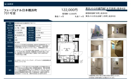 フュージョナル日本橋浜町 701号 0