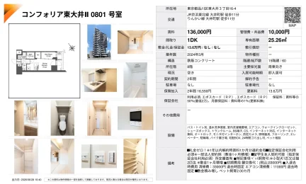 コンフォリア東大井Ⅱ 0801号 0
