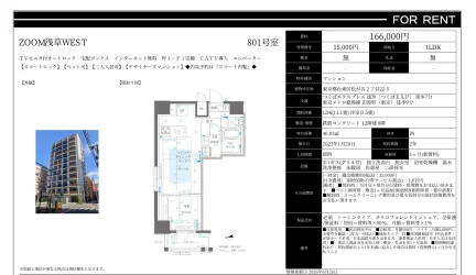 ZOOM浅草WEST 801号 0