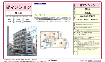 Modern 2LDK Condo Near Station in Honkomagome 0