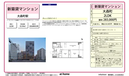 Brand New 2LDK Condo Near Station in Omorikita 0