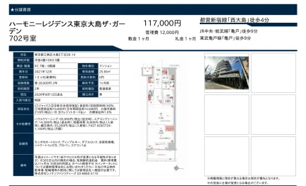 ハーモニーレジデンス東京大島ザ・ガーデン 702号 0