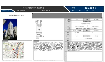 アーバンフラッツ池袋プレミアム 1501号 0
