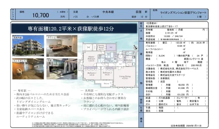 ライオンズマンション荻窪グランフォート 3階 0
