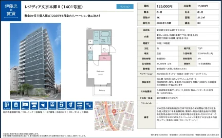 レジディア文京本郷Ⅱ 1401号 0