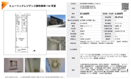 ヒューリックレジデンス調布柴崎 118号 0