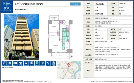 伊藤忠レジディア町屋 0801号 0