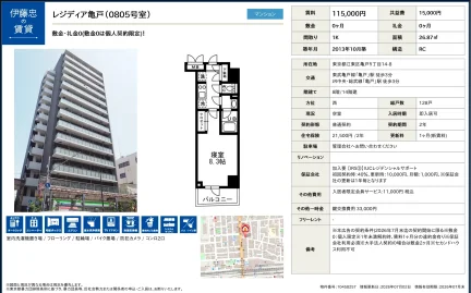 伊藤忠レジディア亀戸 0805号 0
