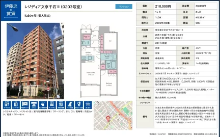レジディア文京千石 0203号 0