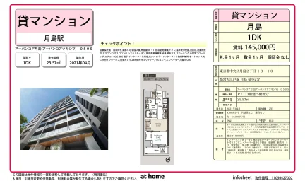 Modern 1DK Condo Near Station in Tsukishima 0