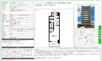 ファステート江坂ランウェイ 802号 0