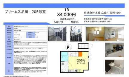 プリームス品川 205号 0