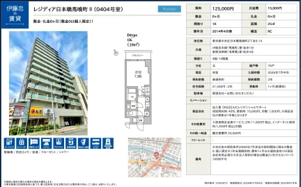 伊藤忠レジディア日本橋馬喰町II 0404号室 0404号 0