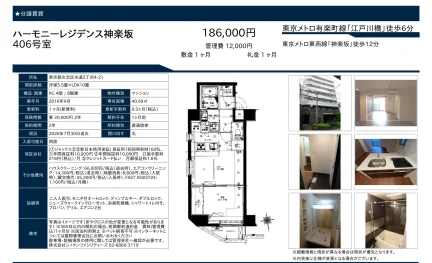 ハーモニーレジデンス神楽坂 406号 0