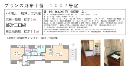 ブランズ麻布十番 1002号 0