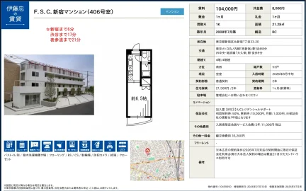 伊藤忠 F.S.C. 新宿マンション (406号室) 406号 0