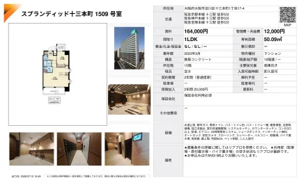 スプランディッド十三本町 1509号 0
