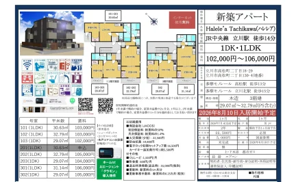 新築アパート Halele'a Tachikawa (ハレレア) 101 0
