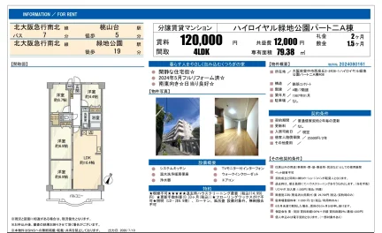 ハイロイヤル緑地公園パート二A棟 408 0