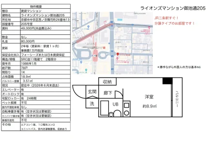ライオンズマンション御池通205 205号 0