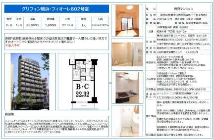 グリフィン横浜・フィオーレ802号室 802号 0