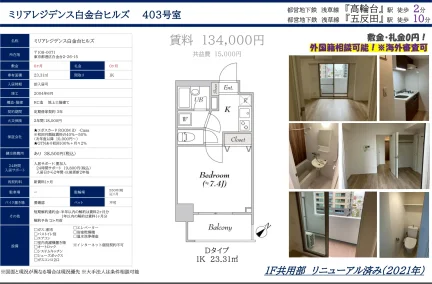 ミリアレジデンス白金台ヒルズ 403号 0
